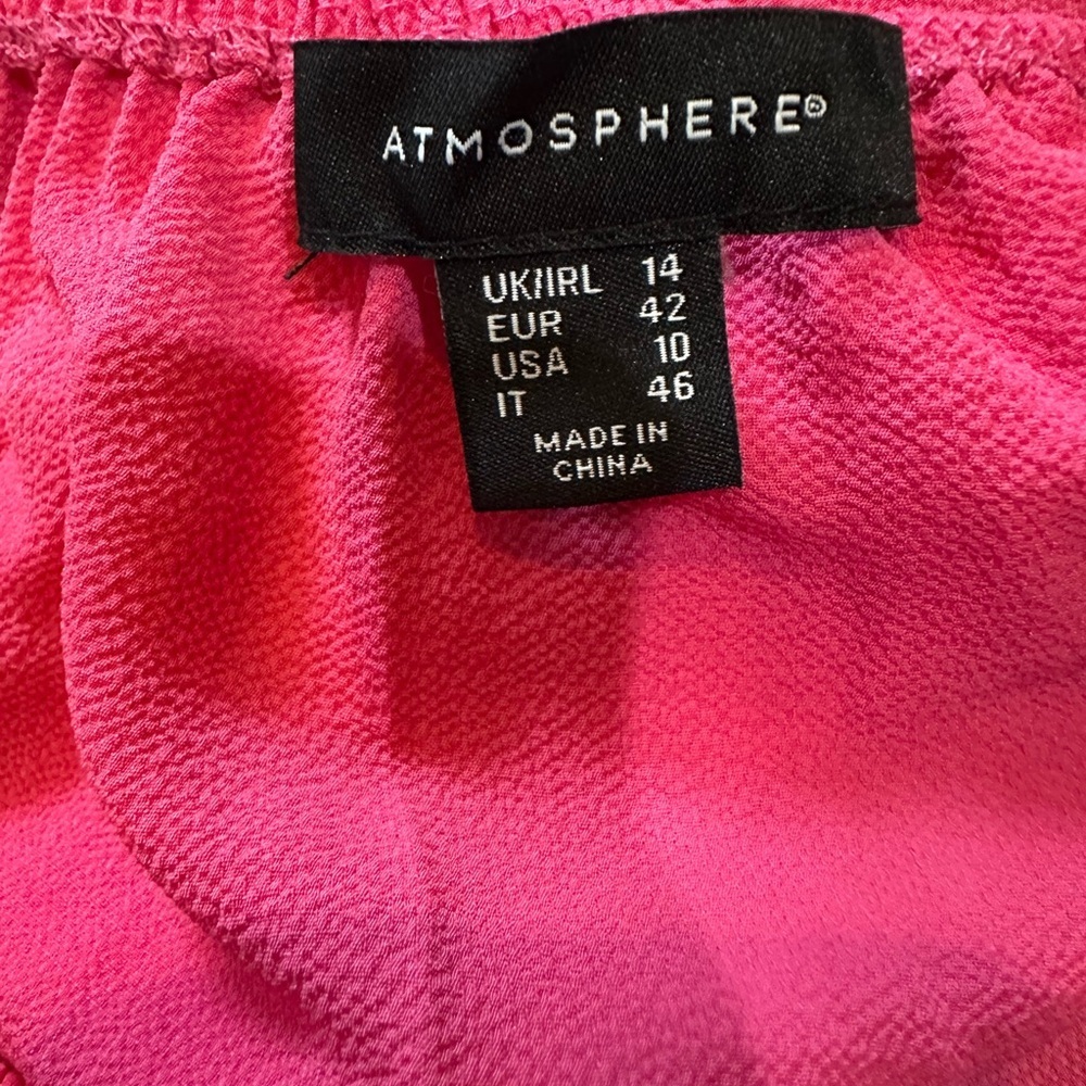 ATMOSPHERE ATELIER Size 10 M Hot Pink Ruffle Sleeve Crepe Blouse R $198 - Picture 3 of 7